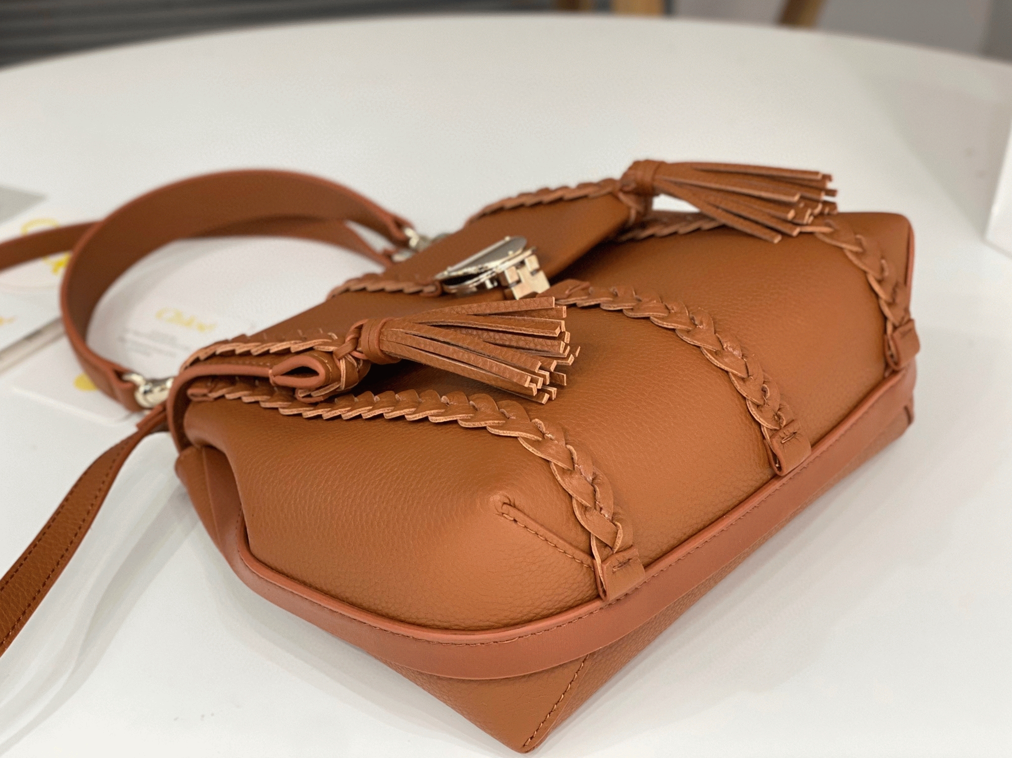 top quality fake Ch10e penelope small shoulder bag in brown grained calfskin