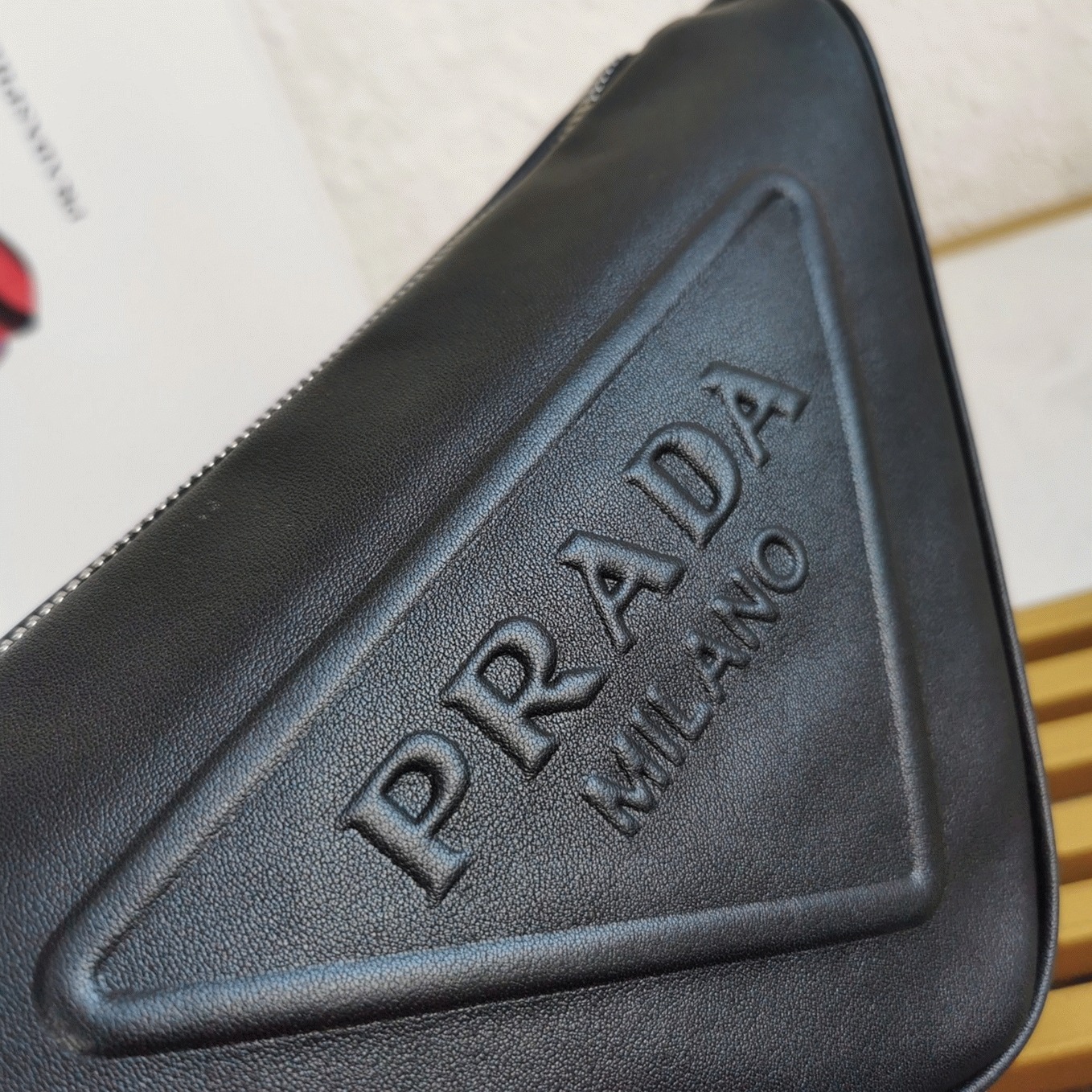 Pra*a Triangle Shoulder Bag Knockoff in Black