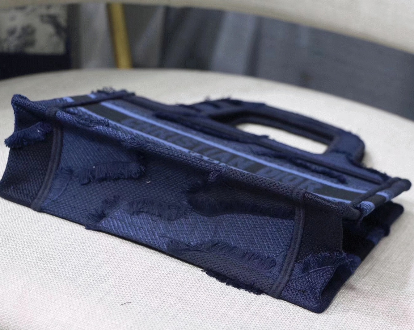D10r Mini Book Tote Bag Replica in Blue Camouflage