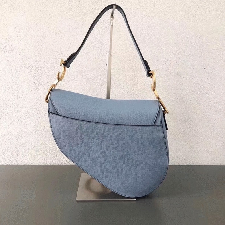 D10r Saddle Bag Knockoff in Sky Blue Grained Calfskin