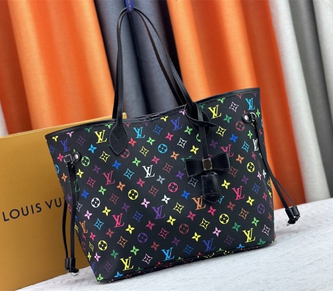 L0vis Vvtt0n X TM Multicolored Neverfull MM In Black