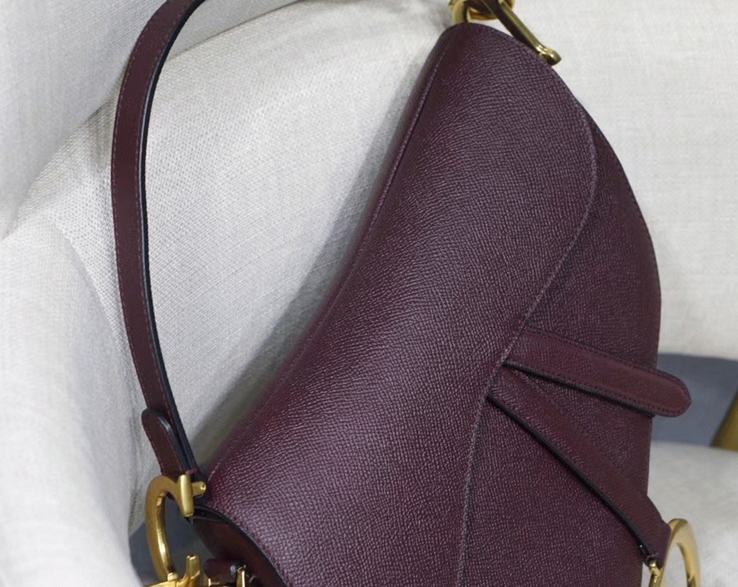d10r saddle bag knockoff in aM*ranth grained calfskin