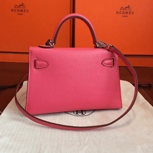 Rose Lipstick Chevre Faux Designer H**me5 Kelly 20CM Bag