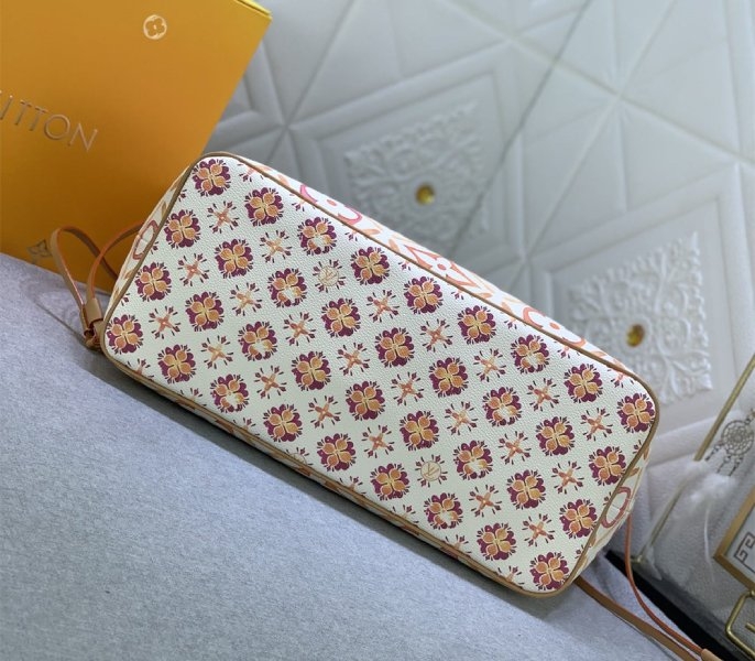 L0vis Vvtt0n LV By The Pool Monogram Tiles Canvas Neverfull MM Tote In Coral
