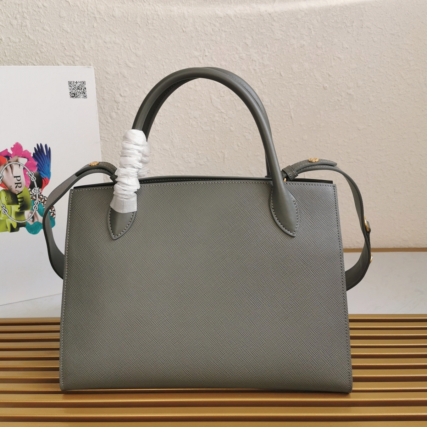 Grey Pra*a Monochrome Medium Bag Replica