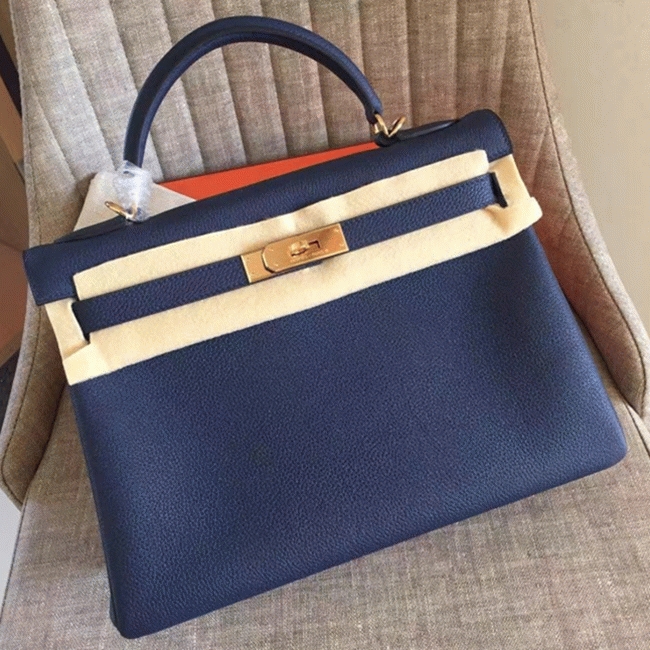 Sapphire Clemence Replica H**me5 Kelly Retourne 32cm Deluxe Handbag