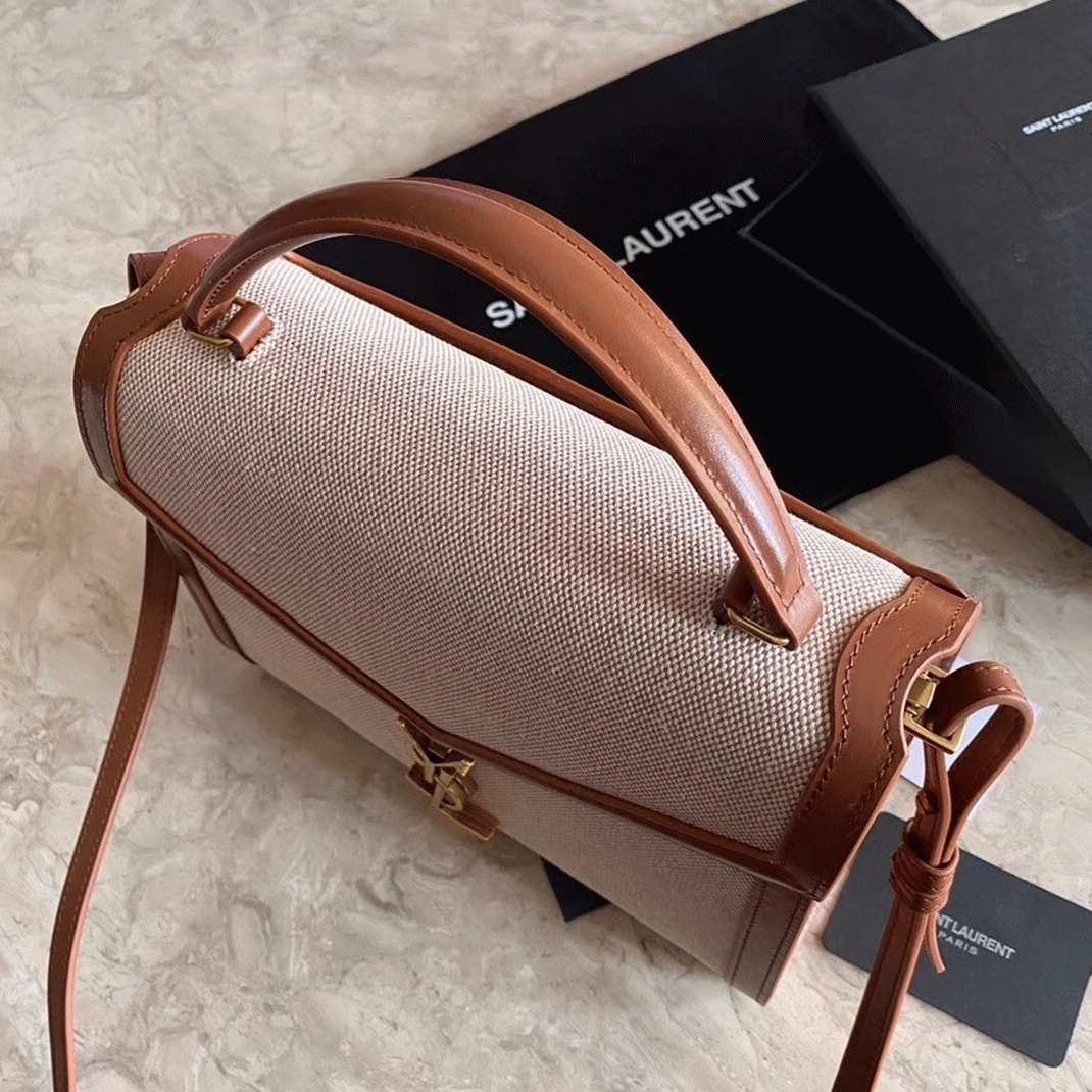 Fake Sa1nt Lau*nt Cassandra Medium Bag Beige Canvas