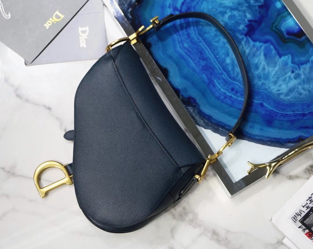 D10r Saddle Bag Imitation in Indigo Blue Grained Calfskin