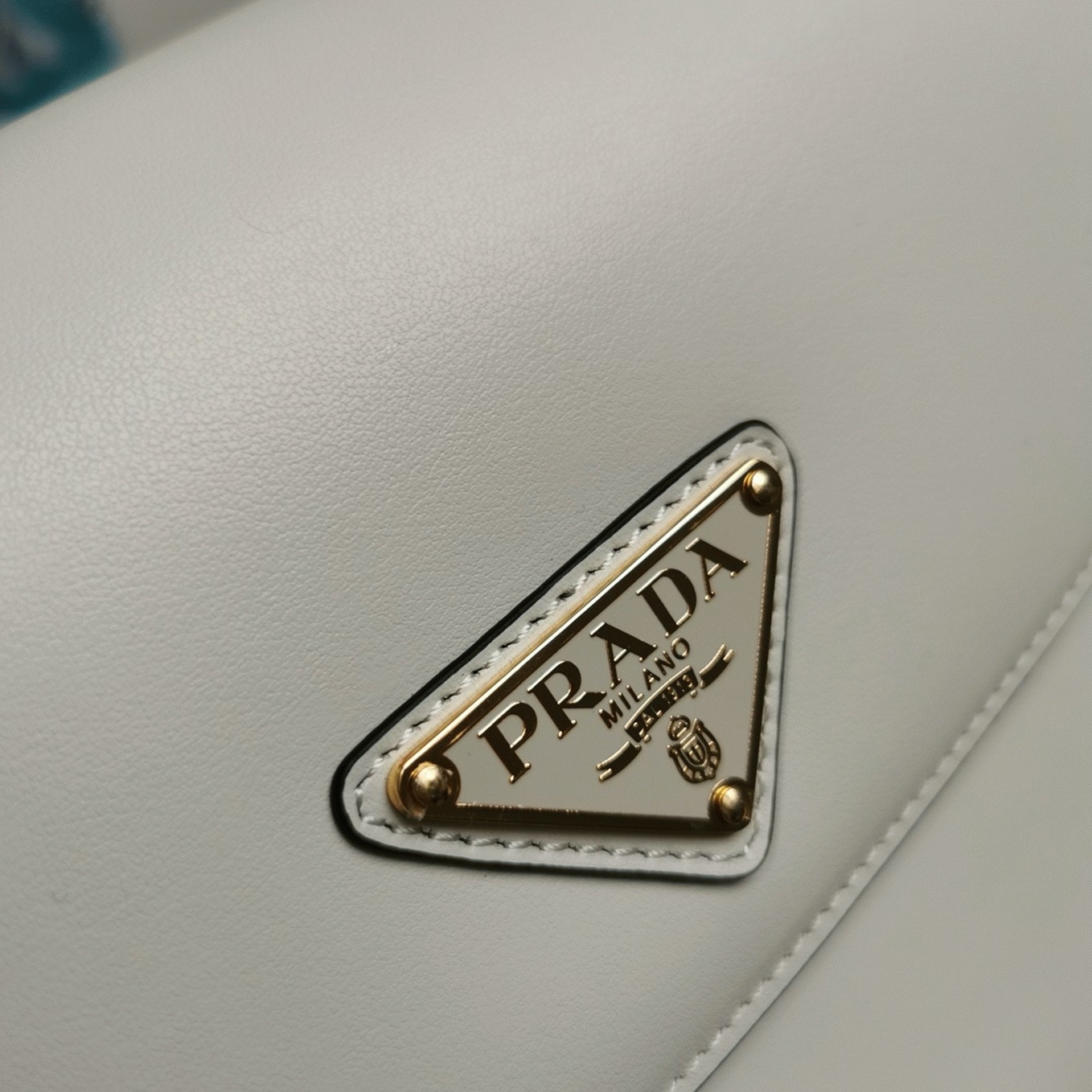 White Pra*a Arque Shoulder Bag with Flap Replica