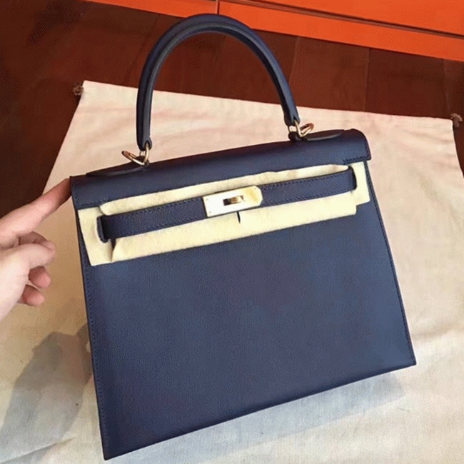 Sapphire Epsom Replica H**me5 Kelly Sellier 28cm Luxe Purse