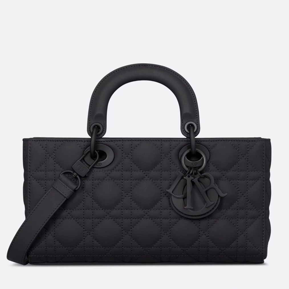 D10r Lady D-Joy Medium Bag Replica in Black Ultramatte Calfskin
