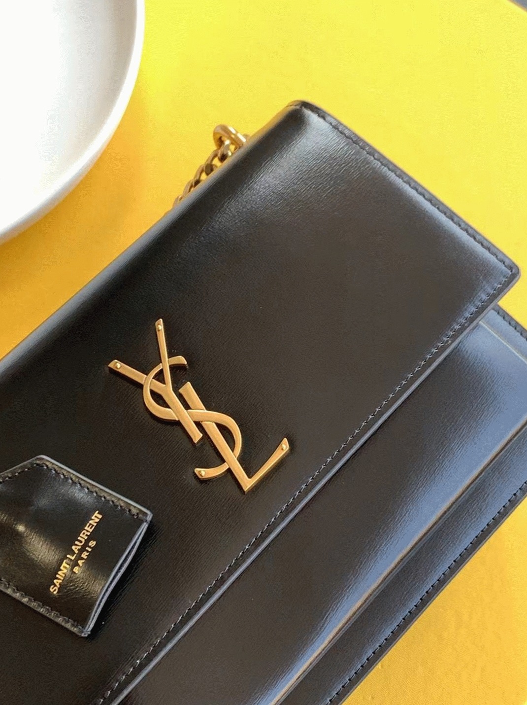 Knockoff Sa1nt Lau*nt Sunset Medium Chain Bag Black Calfskin