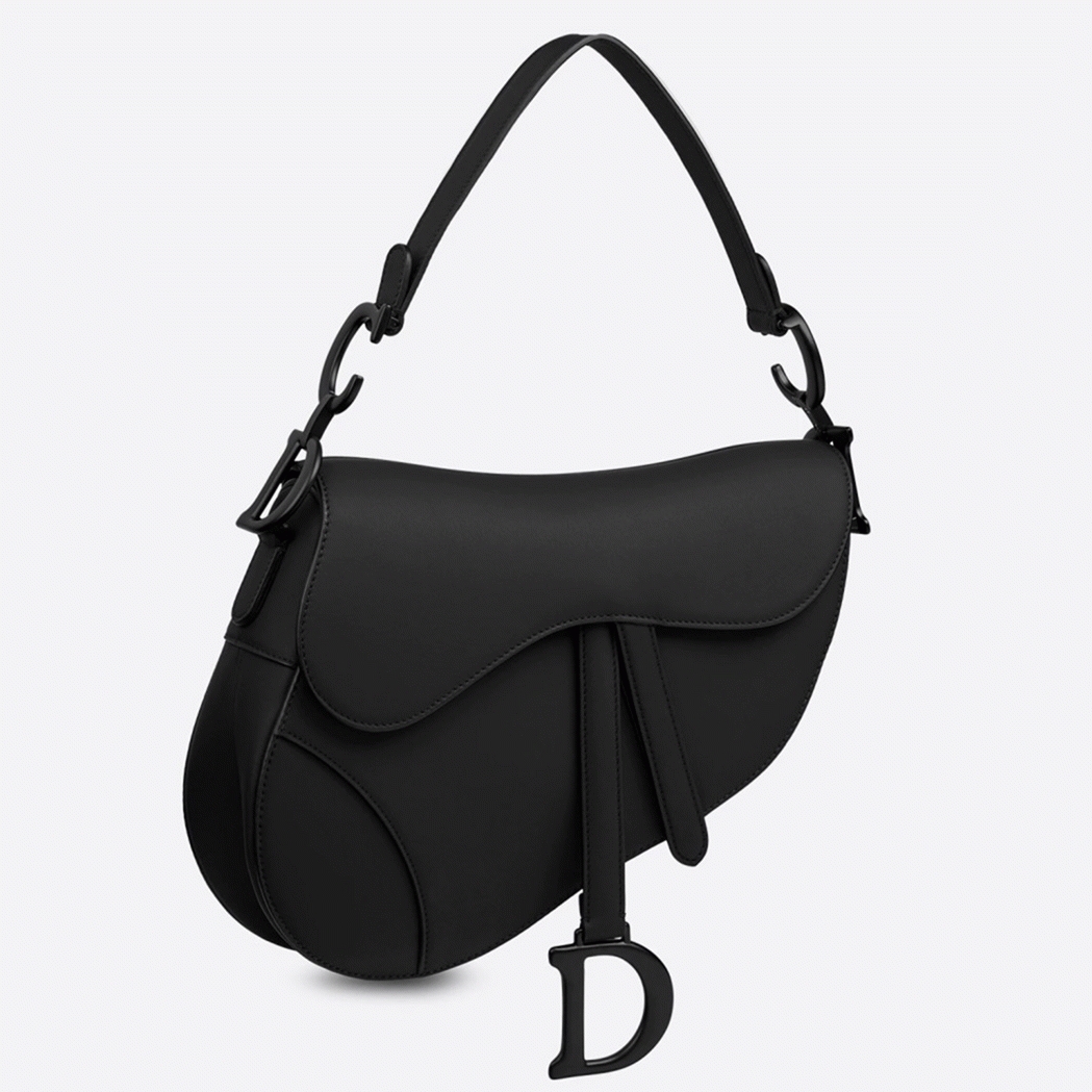 D10r Saddle Bag Faux in Black Ultramatte Calfskin