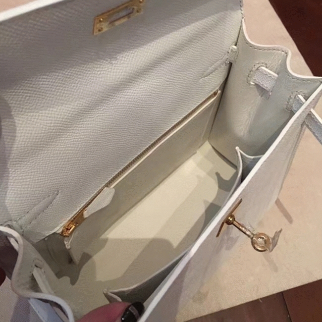 White Epsom Fake Luxury H**me5 Kelly 25cm Sellier Structured Bag