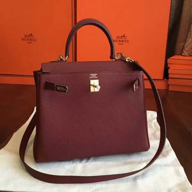 Bordeaux Clemence Replica H**me5 Kelly 25cm Retourne Tote