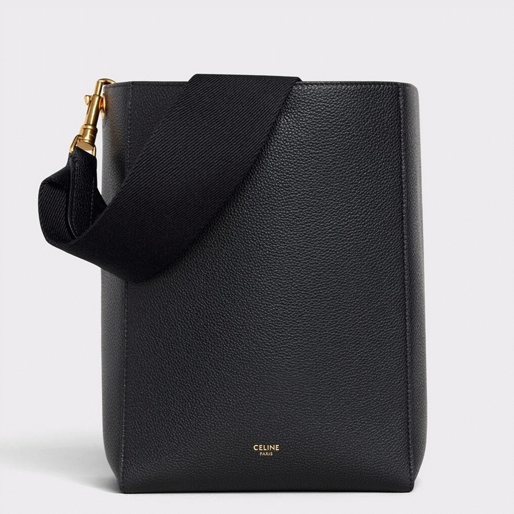 Top Quality Fake Ce1i*e Sangle Small Bucket Bag In Black Calfskin
