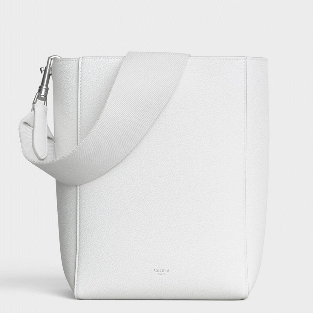 Top Quality Fake Ce1i*e Sangle Small Bucket Bag In White Calfskin