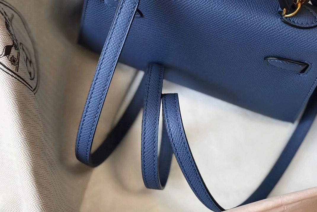 H**me5 Kelly Mini II Bag Fake in Blue Agate