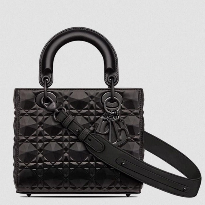 D10r Small Lady D10r My ABCD10r Bag Fake in Black Calfskin with D1am0nd Motif