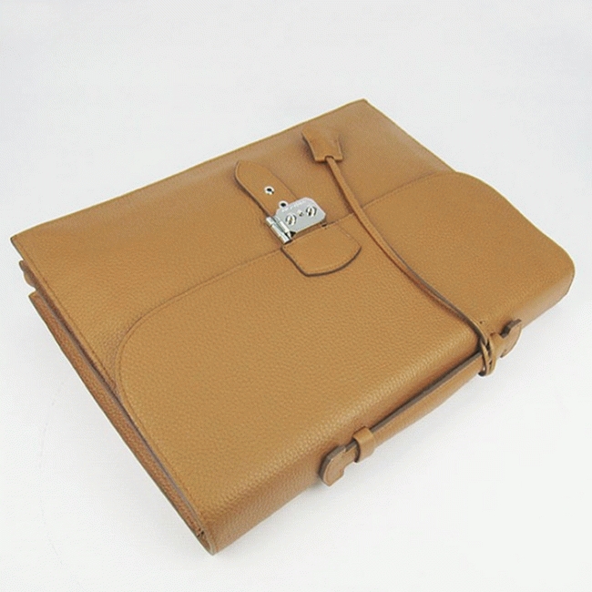 Brown Calf Leather Fake H**me5 Sac A Depeches 38cm Briefcase