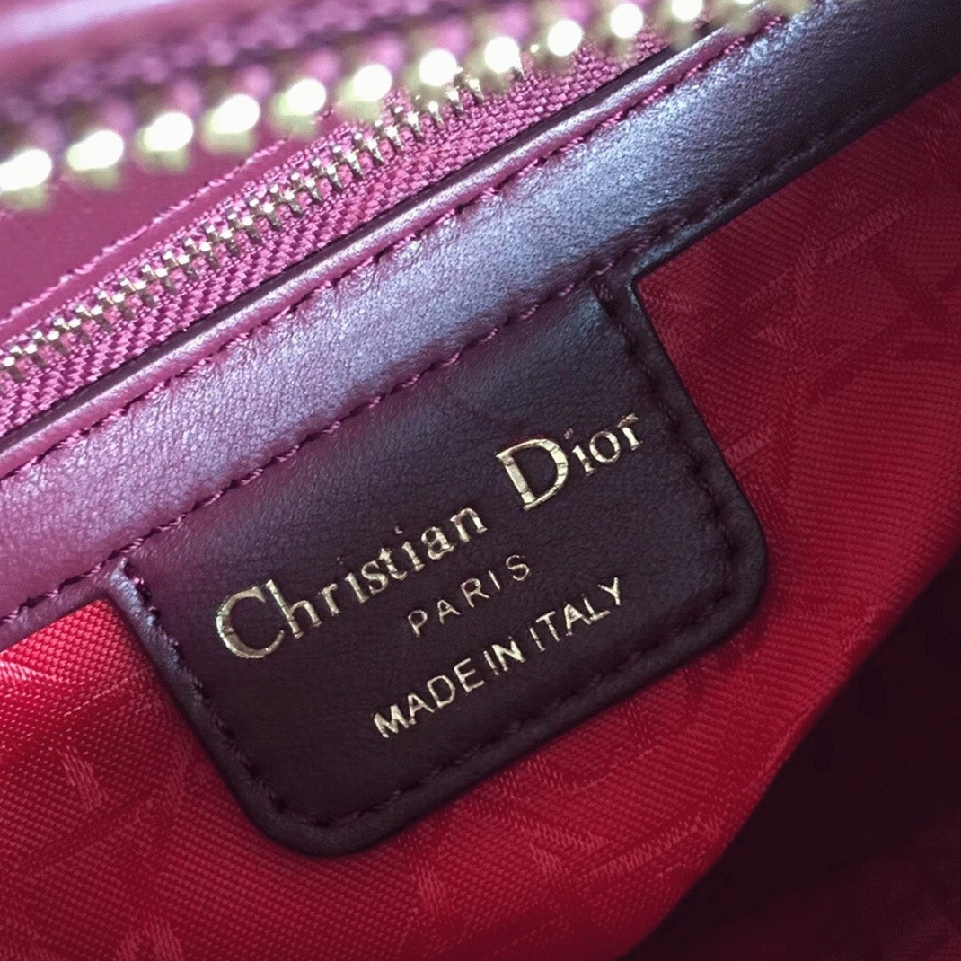 D10r Lady D10r Medium Bag Replica in Bordeaux Lambskin