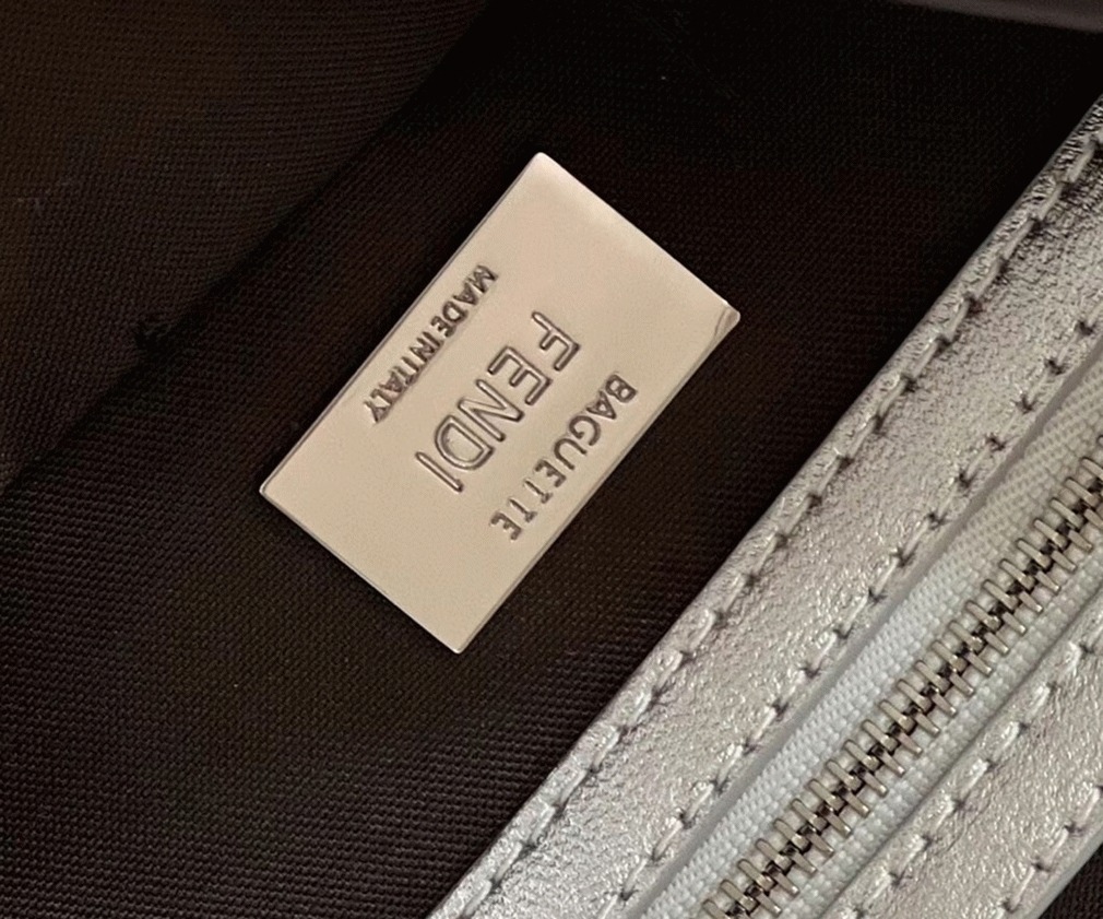 Top Quality F**di Medium Baguette Bag In Silver FF