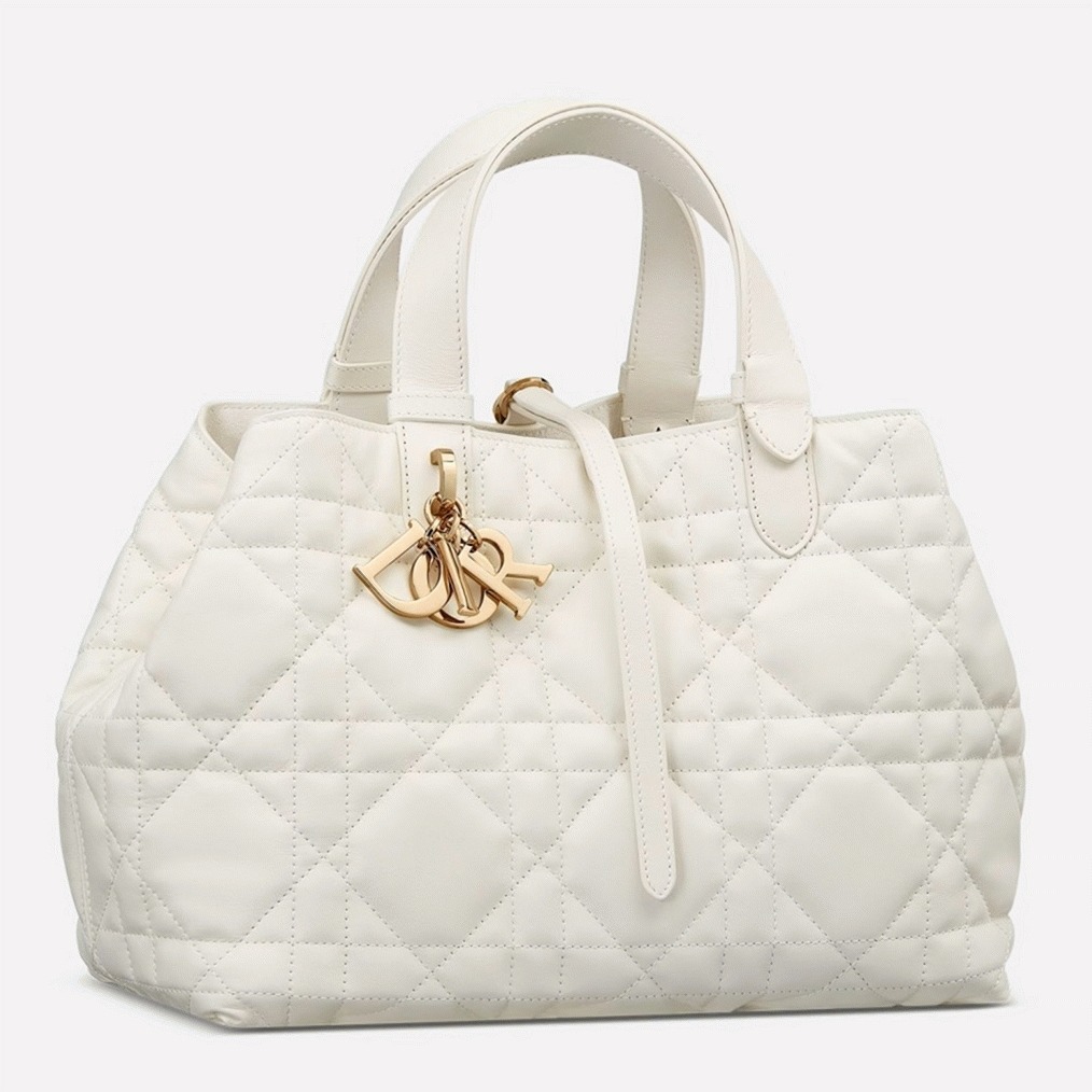 D10r Toujours Medium Bag Knockoff in White Macrocannage Calfskin