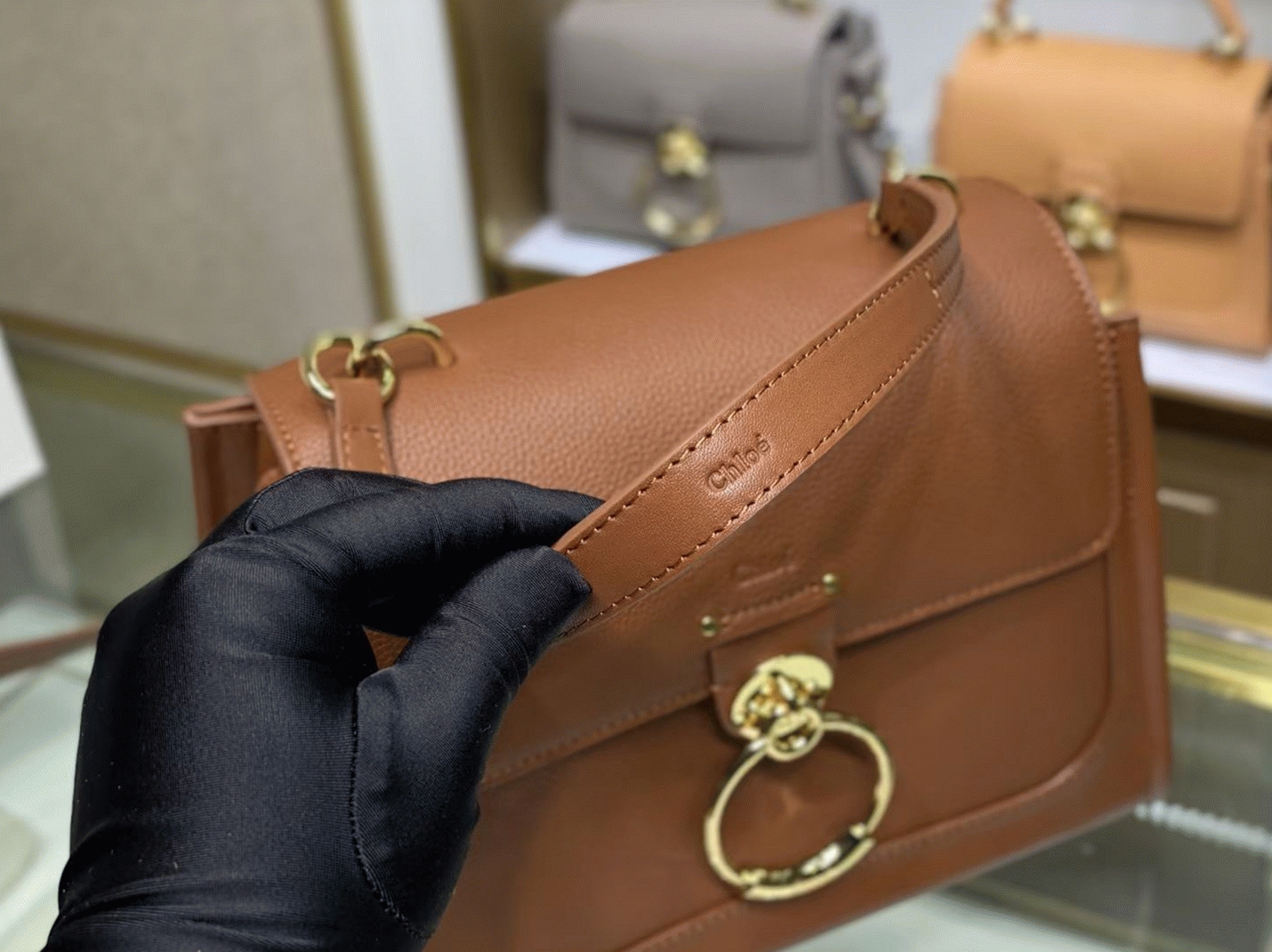 top quality fake Ch10e small tess day bag in caramel grained leather