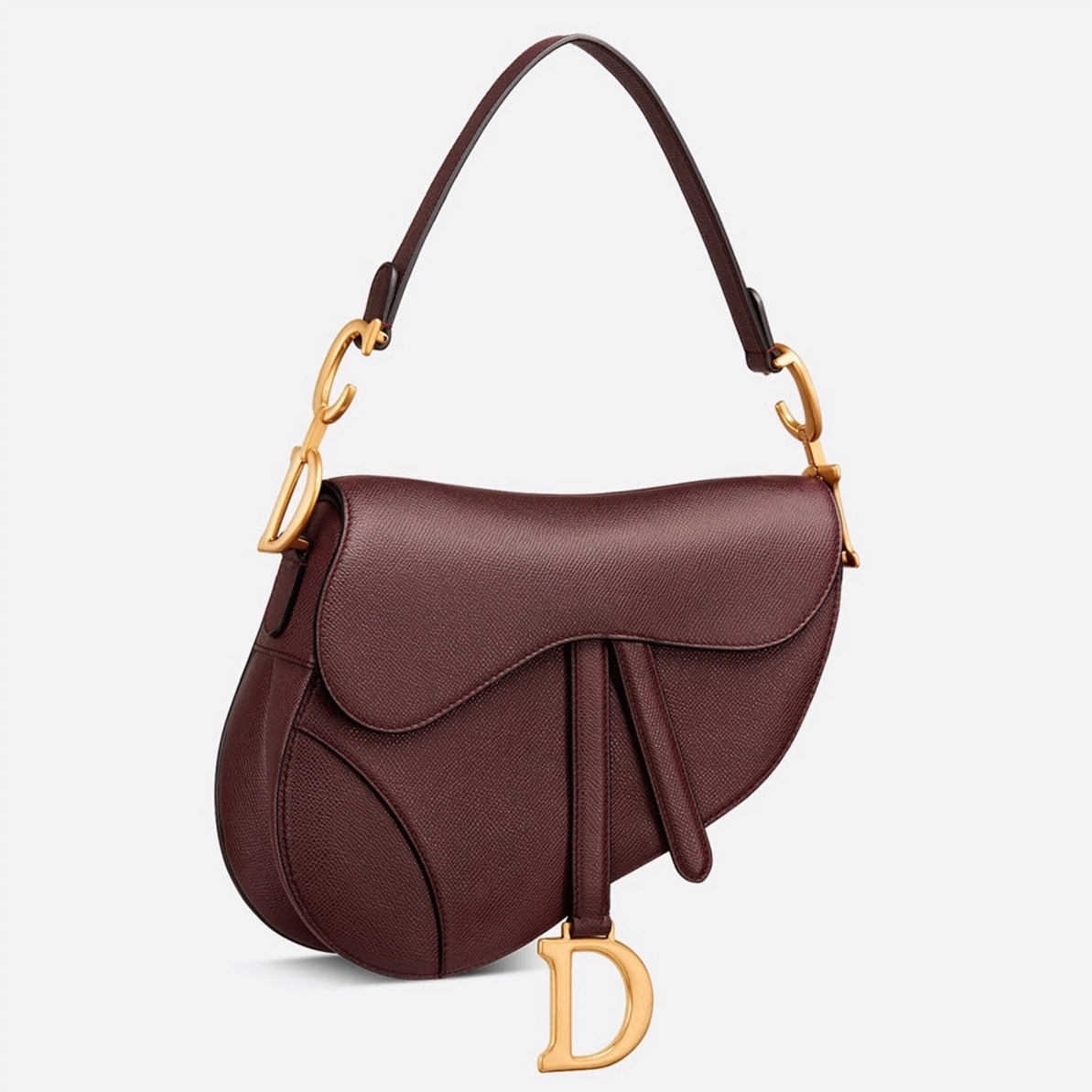 d10r saddle bag knockoff in aM*ranth grained calfskin