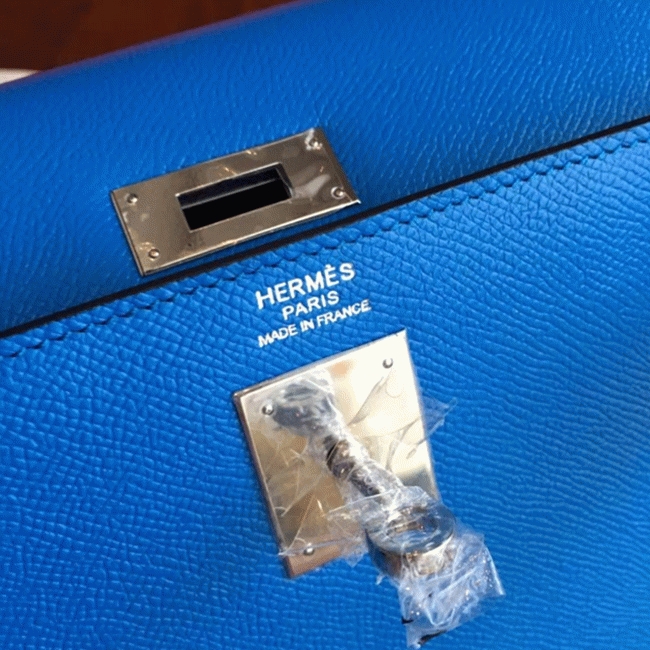Blue Epsom Fake H**me5 Kelly 32cm Sellier Fashion Handbag