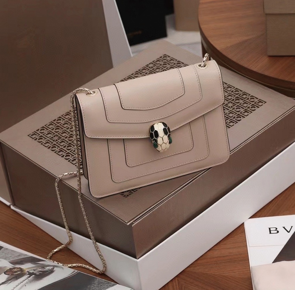 Fake Bv1g*ai Serpenti Forever Small Crossbody Bag Beige Leather