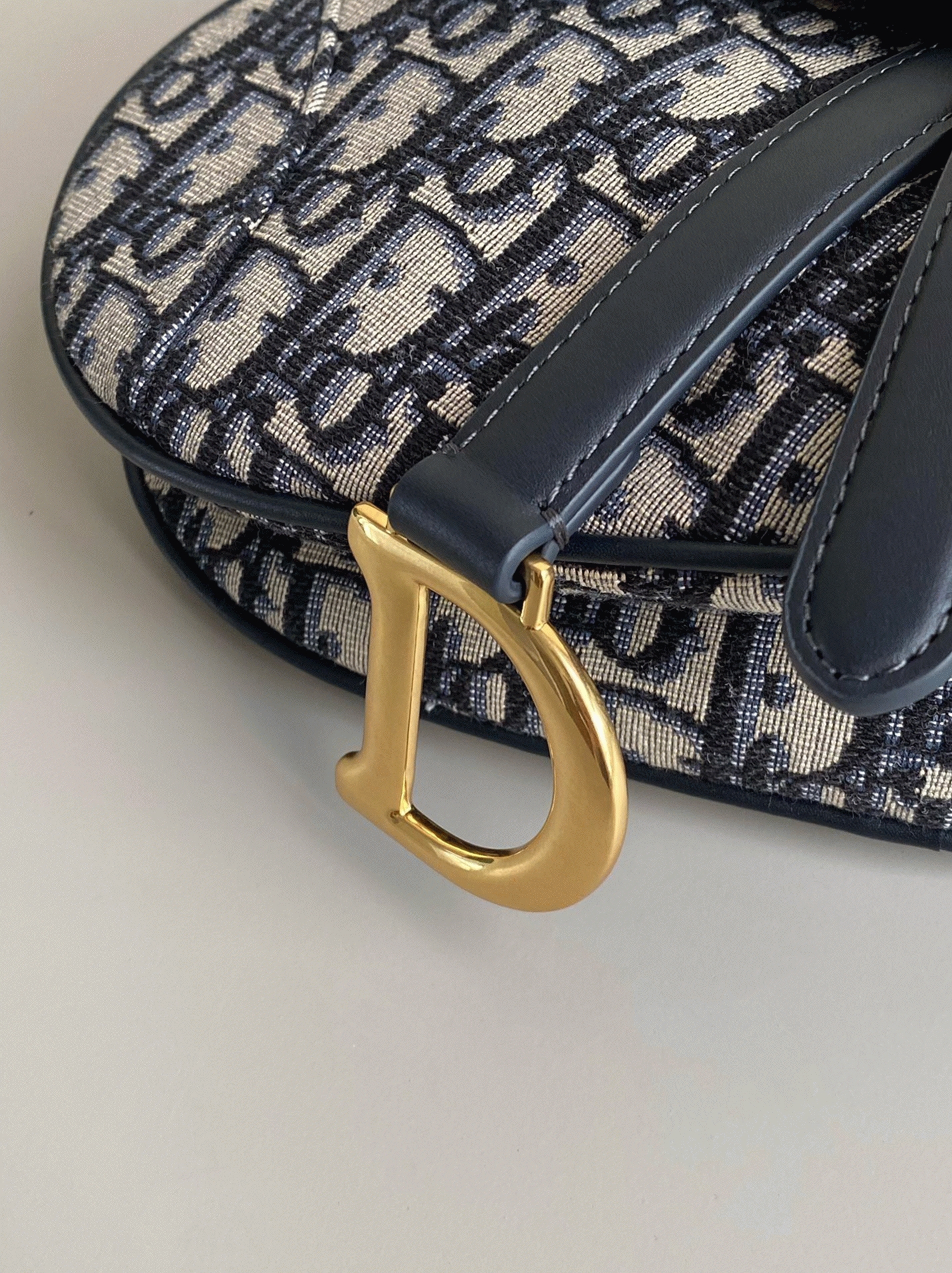 D10r Mini Saddle Bag Fake with Strap in Blue Oblique Jacquard