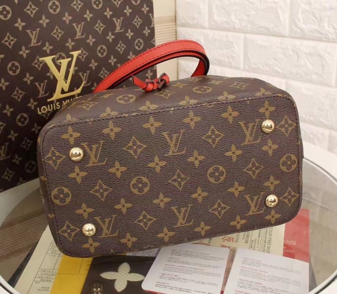 L0vis Vvtt0n Monogram Canvas NeoNoe MM Bag In Coquelicot