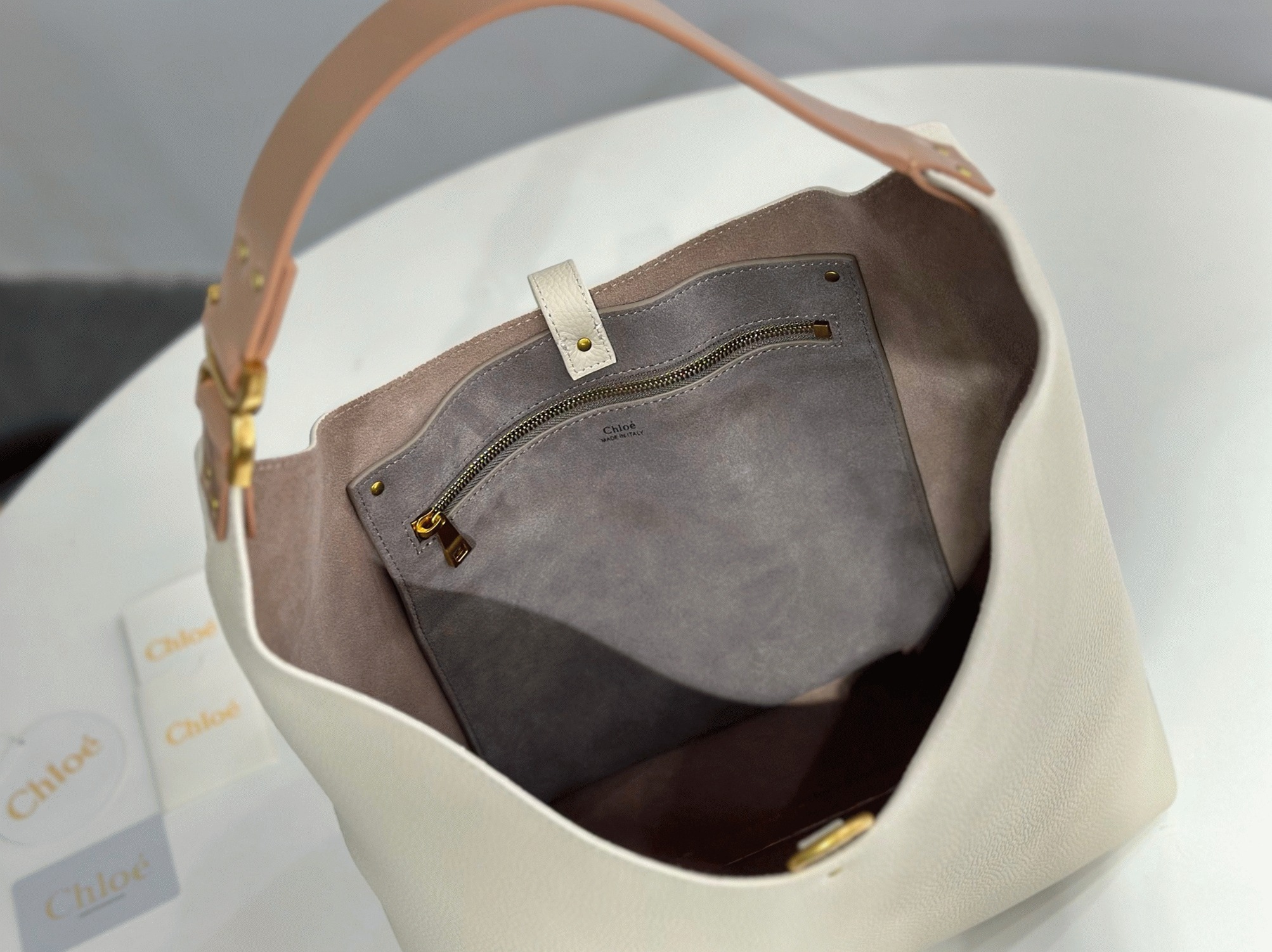 top quality replica Ch10e marcie hobo bag in white grained leather