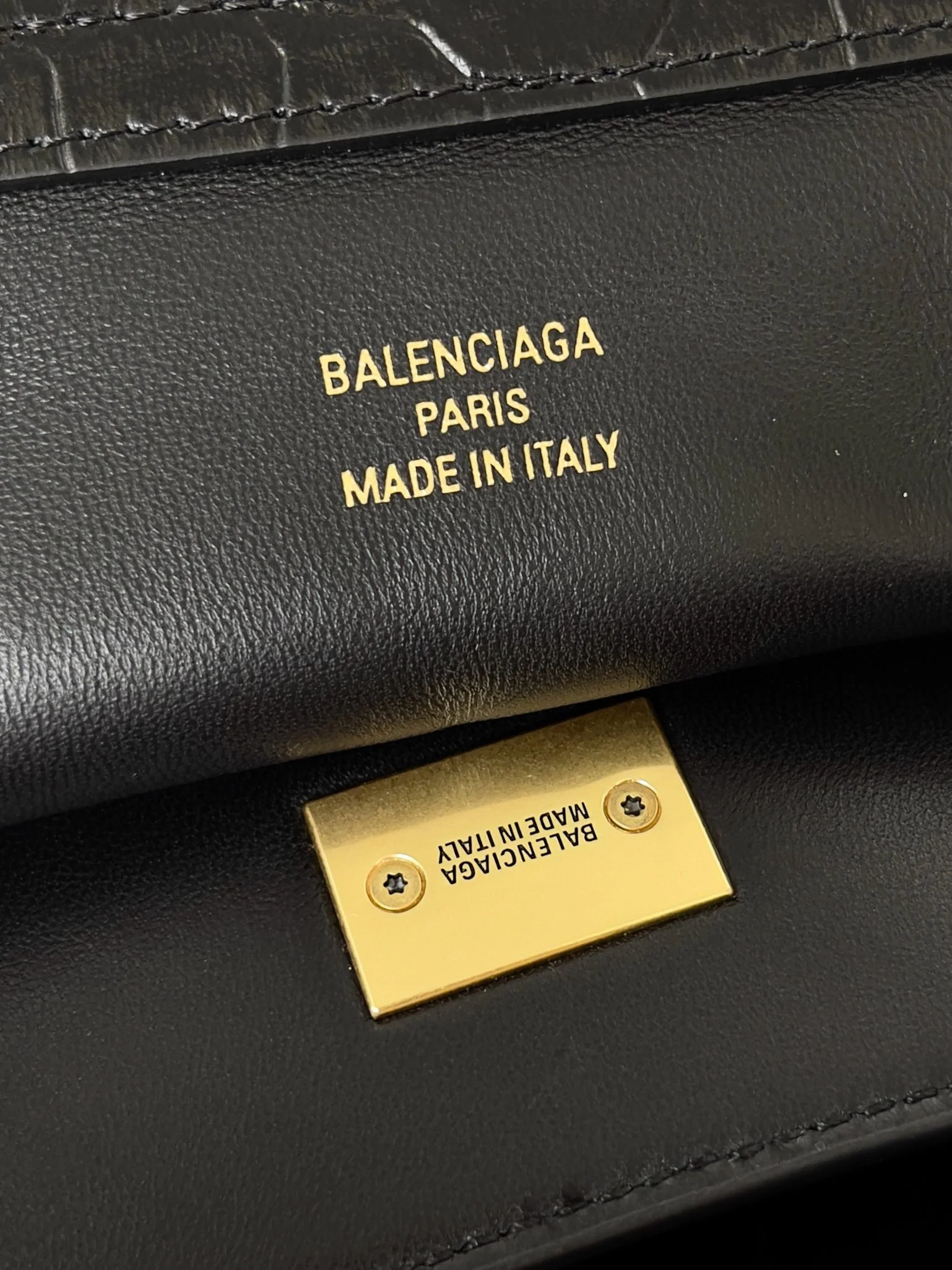 Knockoff Ba1en*iaga Rodeo Large Bag Black Crocodile Embossed Calfskin