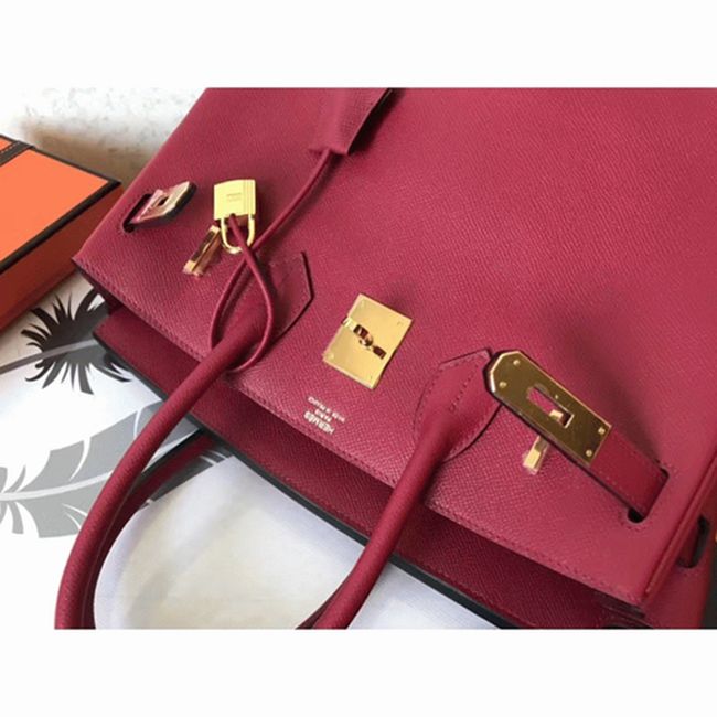 Ruby Tone Faux Designer H**me5 Birkin 30cm Tote