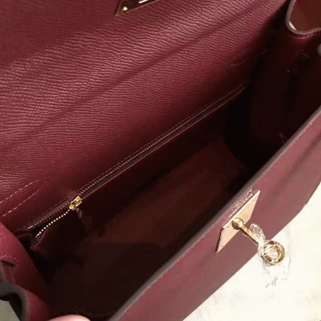 bordeaux epsom copy h**me5 kelly sellier 28cm preM1vm handbag