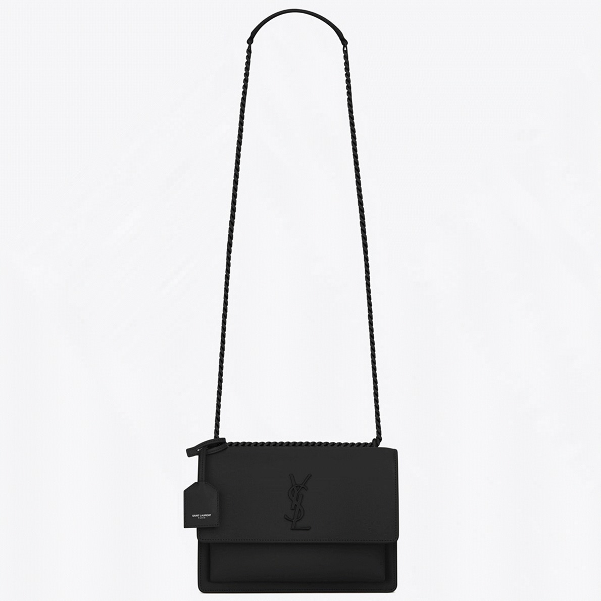 Knockoff Sa1nt Lau*nt Sunset Medium Chain All Black Bag Calfskin