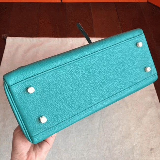 Blue Paon Clemence Fake H**me5 Kelly Retourne 32cm Handbag