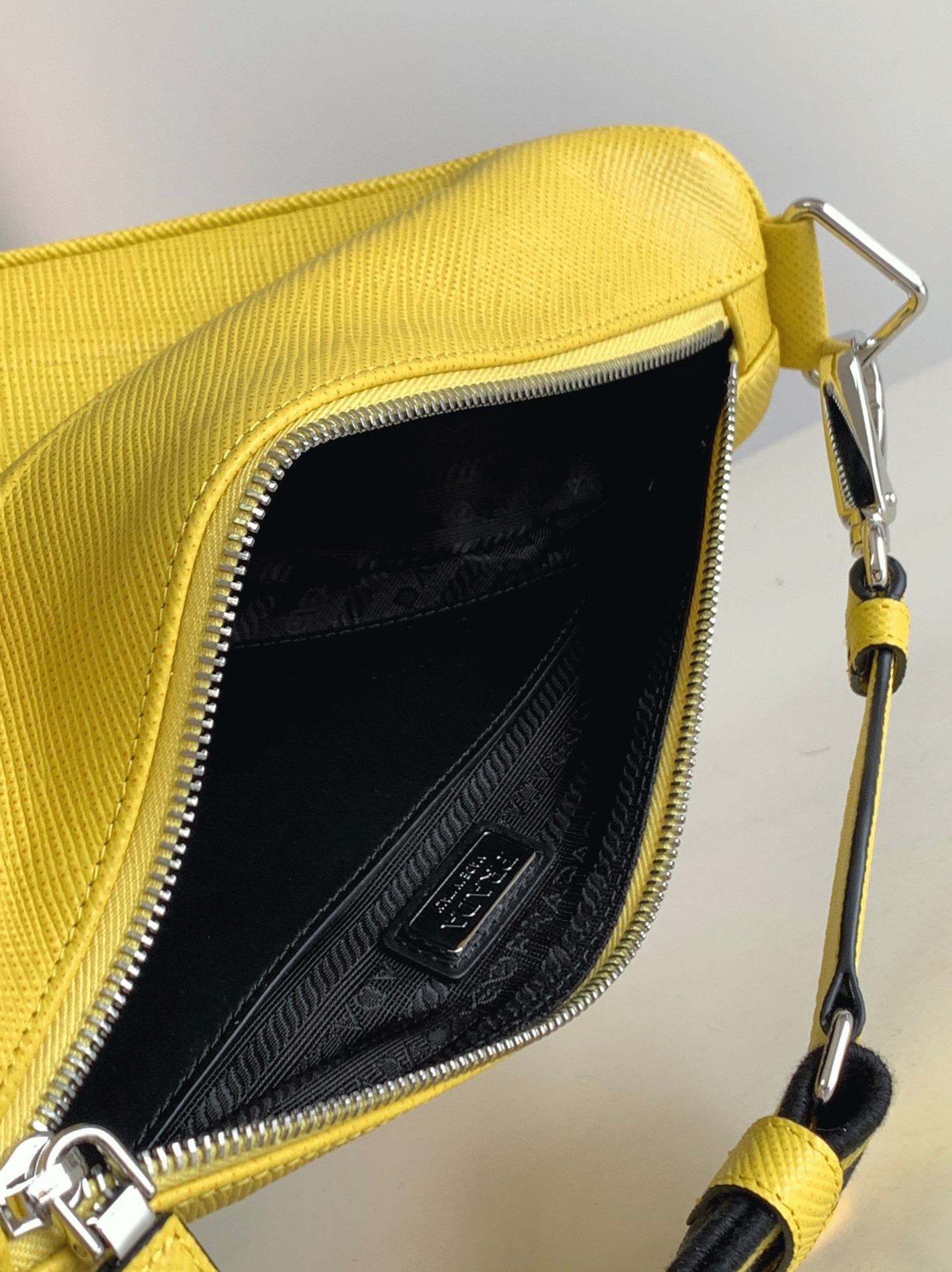 Pra*a Triangle Shoulder Bag Knockoff in Yellow