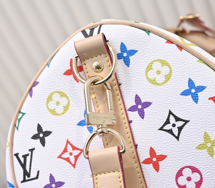 LV X TM Multicolored Keepall Bandouliere 50 In White