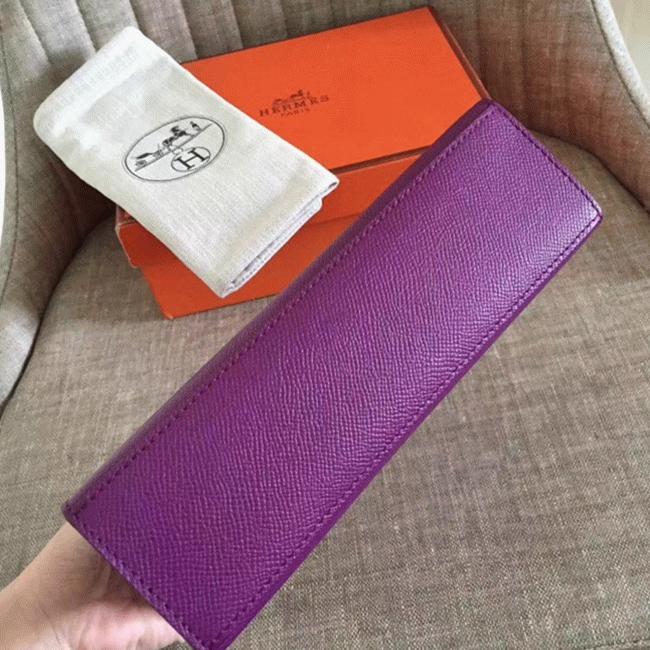 Cyclamen Epsom Knockoff H**me5 Kelly Pochette Light Purple Clutch