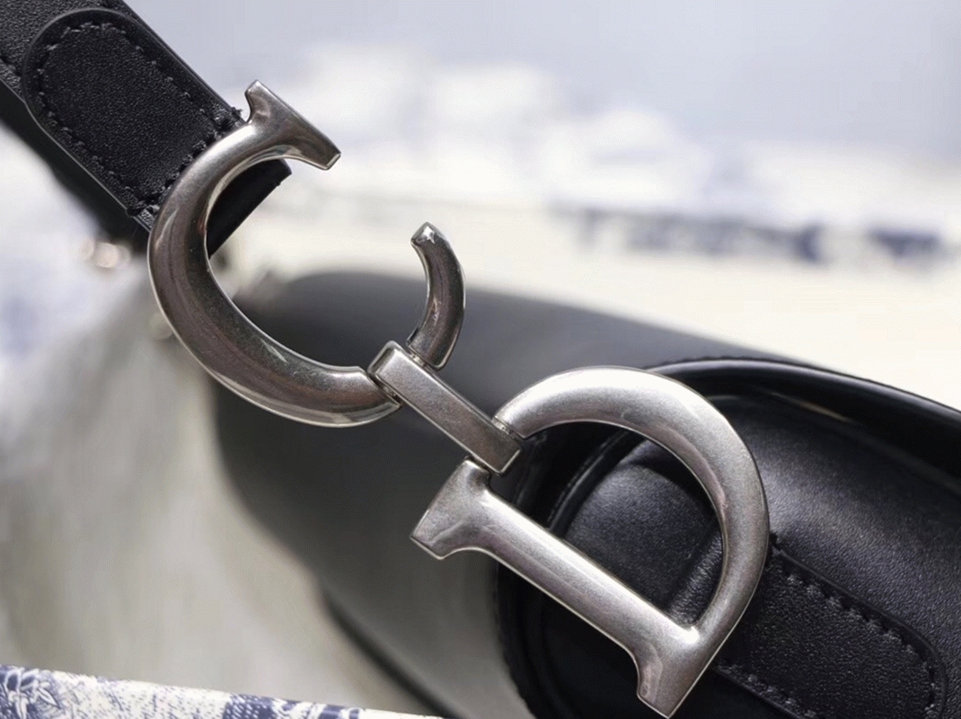 D10r Saddle Bag Replica in Black Soft Calfskin