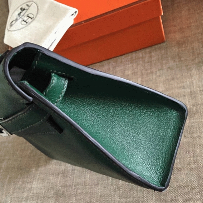 Malachite Swift Fake H**me5 Kelly Pochette Sleek Green Clutch