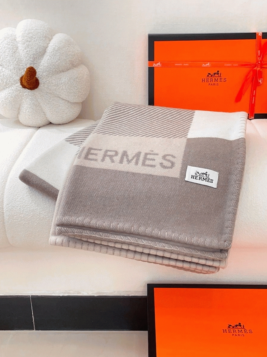 Best replica H**me5 H Riviera blanket in beige wool and cashmere