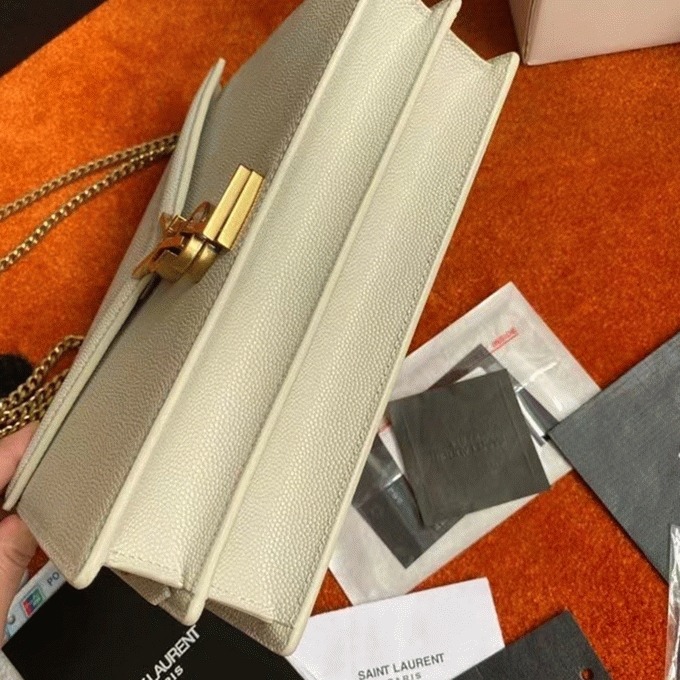 Fake Sa1nt Lau*nt Cassandra Medium Chain Bag White