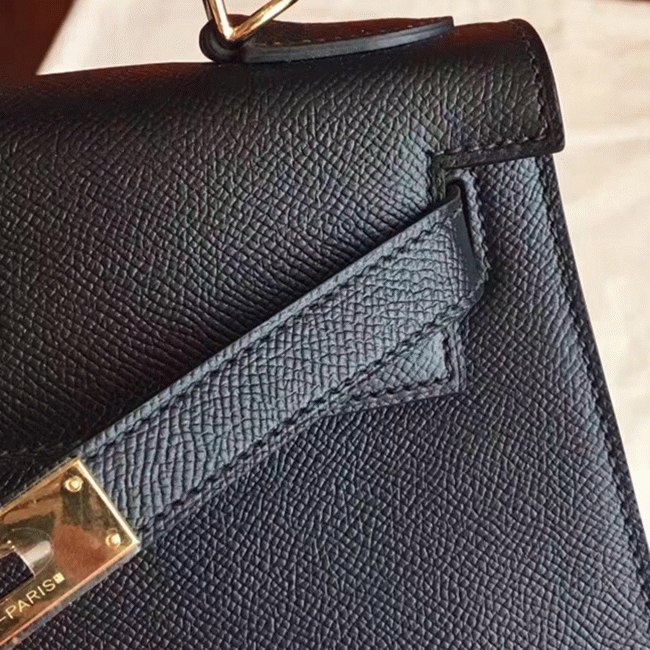 Black Epsom Fake H**me5 Kelly Sellier 28cm Stylish Handbag