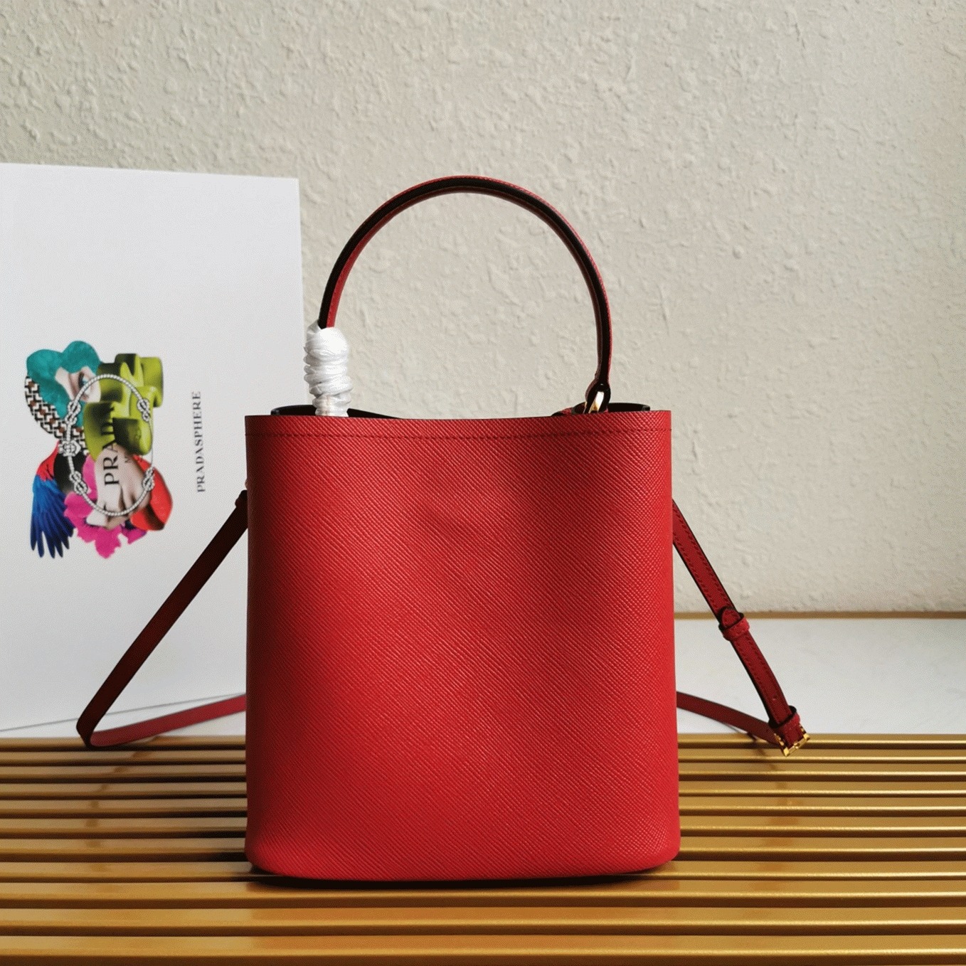 Red Pra*a Medium Panier Bag Fake