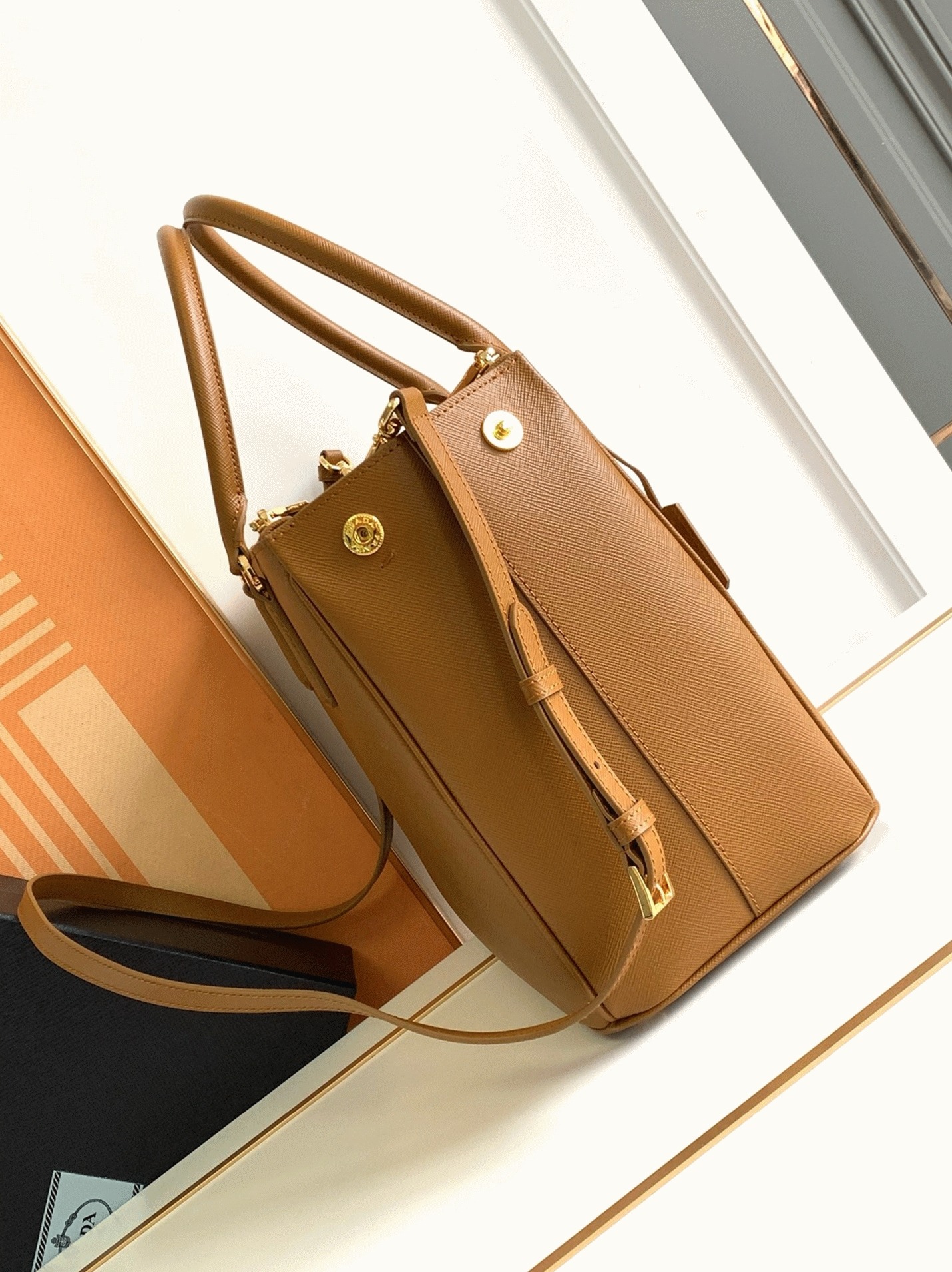 Brown Pra*a Galleria Large Bag Knockoff