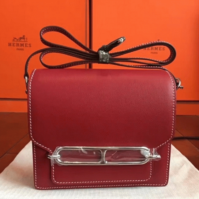Red designer replica H**me5 Mini Sac Roulis handbag